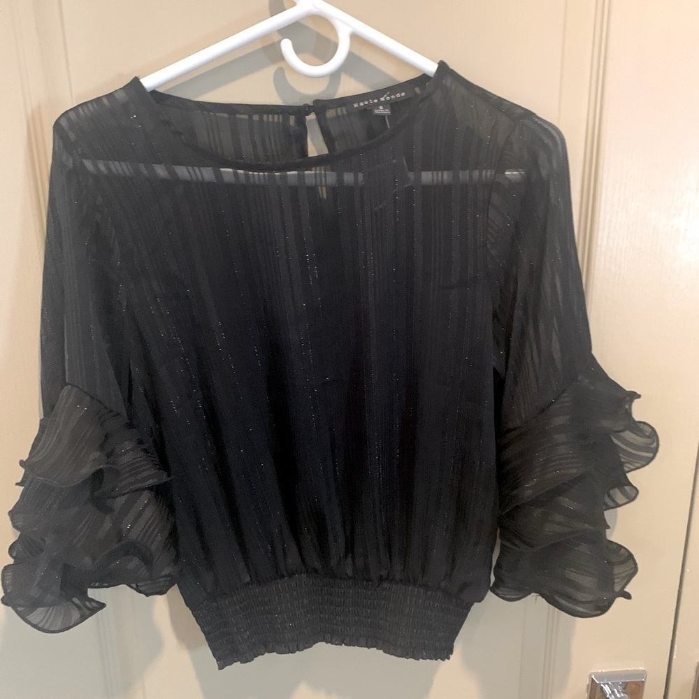 NWT Haute Monde Sheer Metallic Blouse S